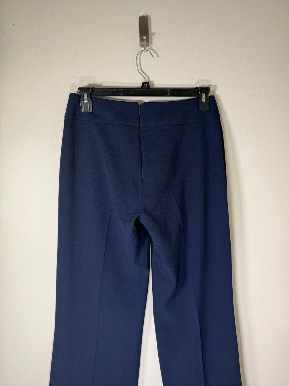 Navy Wide-Leg Trousers with Front Creases - Picture 4 of 7